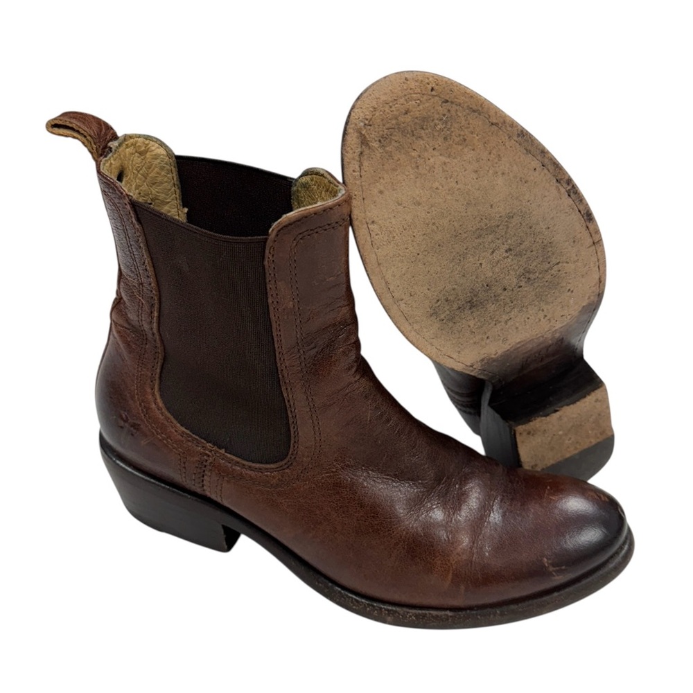 Vintage Frye Boots Womens 5.5 Brown Carson Leather Chelsea Ankle Pull On Western